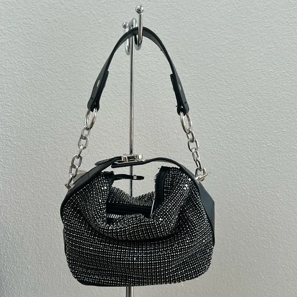 Black crystal bag with silver buckle - Picture 1 of 7